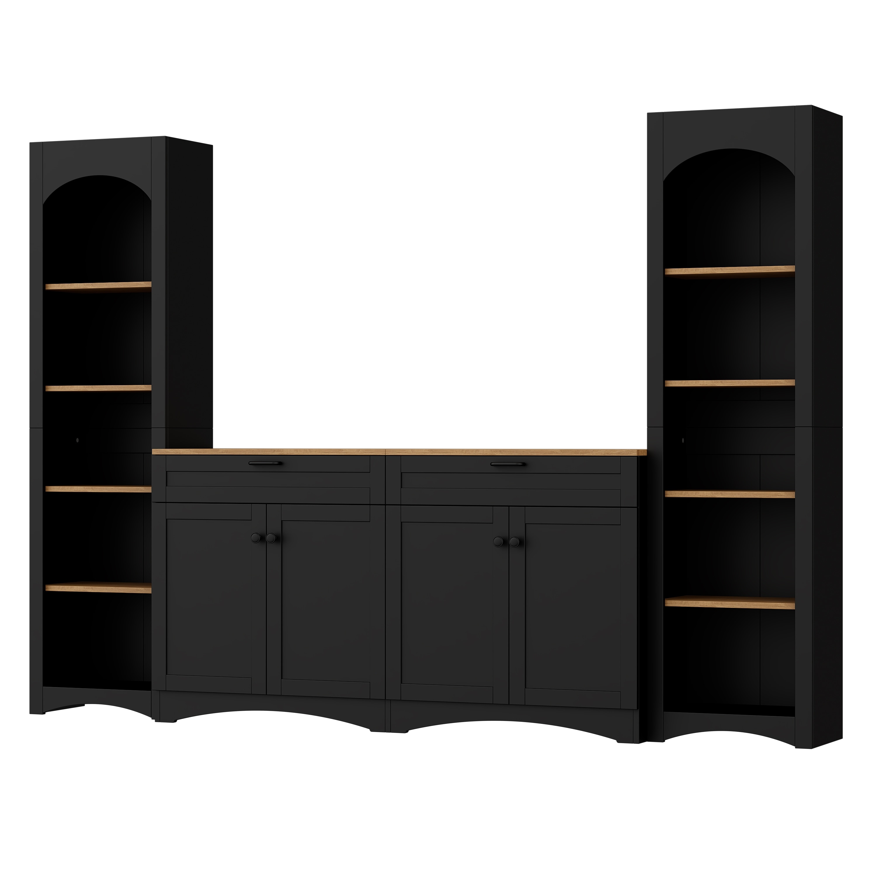 3-Piece Farmhouse Entertainment Center with Storage, for TVs Up to 70" - 102.3" W × 15.7" D × 72" H