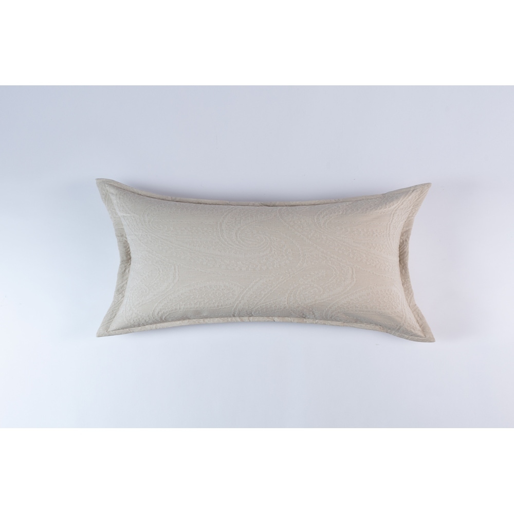 Lenz 26 Inch Cotton Euro Pillow Sham with Hand Stitched Embroidery Ivory Bed Bath Beyond 37480661