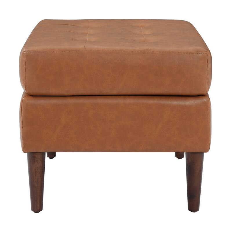 Christopher Knight Home- Modern Mid-Century Upholstered Tufted Ottoman with Solid Wood Legs & Versatile Use
