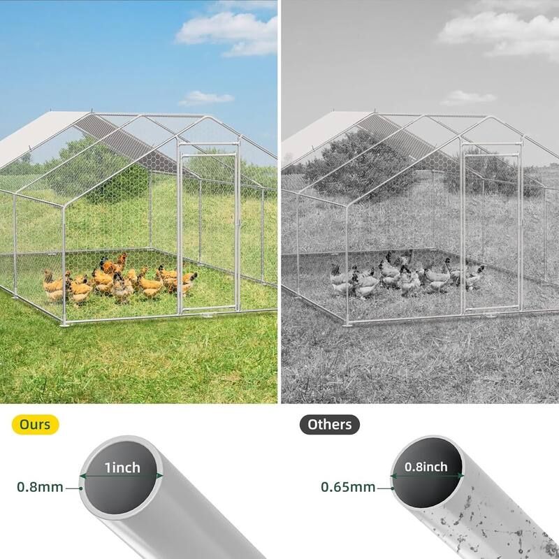 Large Chicken Coop Walk-in Poultry Cage with Waterproof & Anti-Ultraviolet Cover