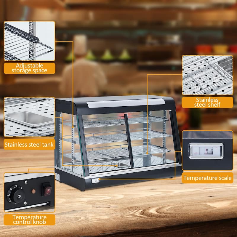 Commercial Food Warmer Display Cabinet with 3D Heating