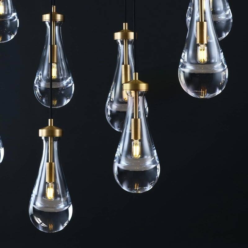 KAYLA Raindrop Chandelier, Modern Glass Pendant Light, Bulb Included