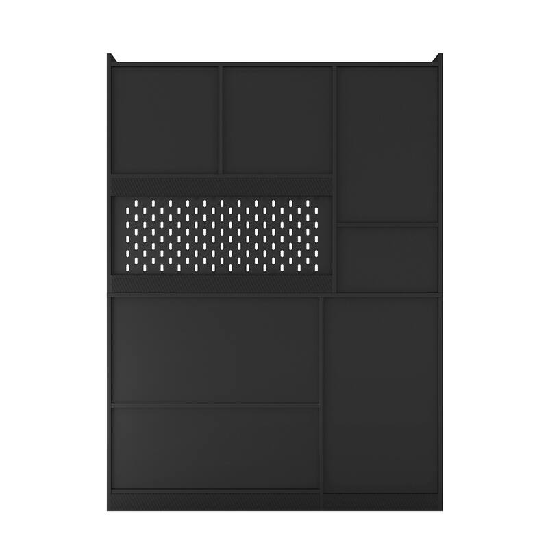 L Shaped Desk,Computer Desk with Drawers,Bookshelf & Hutch,w/LED Light