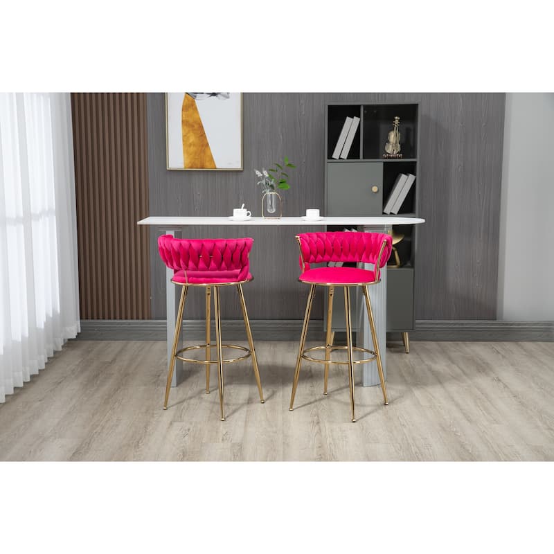 Human Body Curve Barstool with Velvet Bar Chairs And Round Footrest