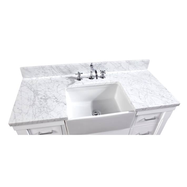 KitchenBathCollection Charlotte 48" Farmhouse Bathroom Vanity with Carrara Marble Top