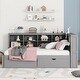 preview thumbnail 21 of 43, USB Ports on L-Shape Storage Headboard Bed Frame, Wooden DayBed Sofa Bed, Wooden Slat Platform Bed with 2 Drawers
