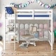 preview thumbnail 2 of 7, Full Loft Bed Pine Kids Bed with Desk Shelves and Ladder, White