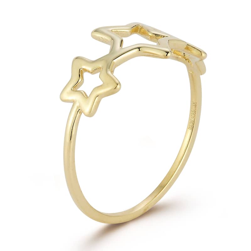 Soleil 14K Gold Triple Open Star Ring