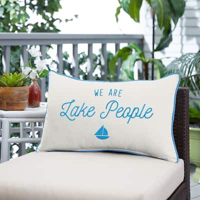 Sunbrella Canvas Embroidered Indoor/Outdoor 13x20 Corded Lumbar Pillow (Single)