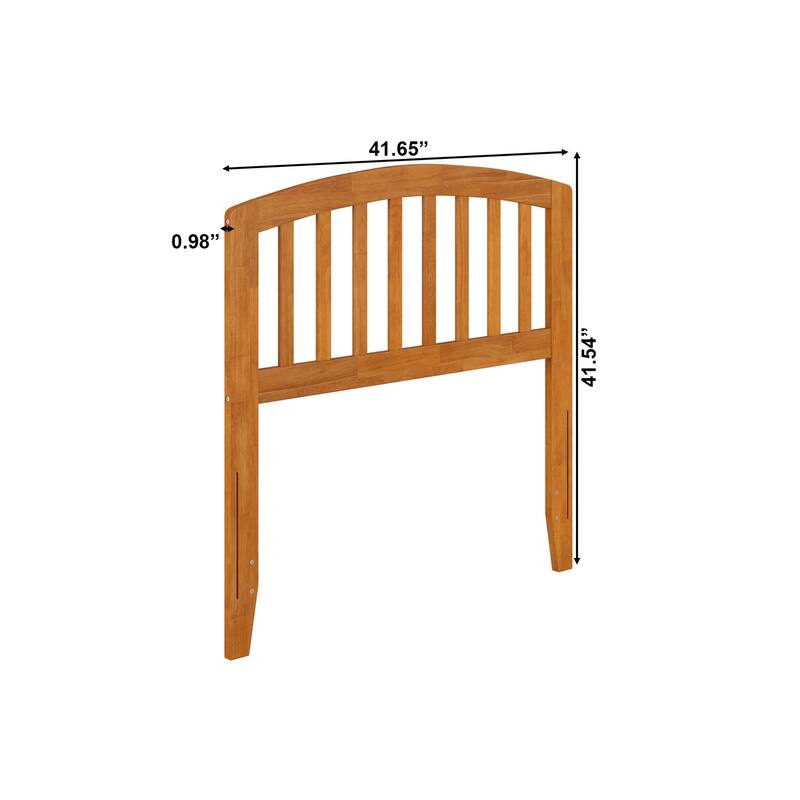 Twin Solid Wood Headboard with Attachable USB Charger in Light Toffee, Classic Panel Design with Modern Touch