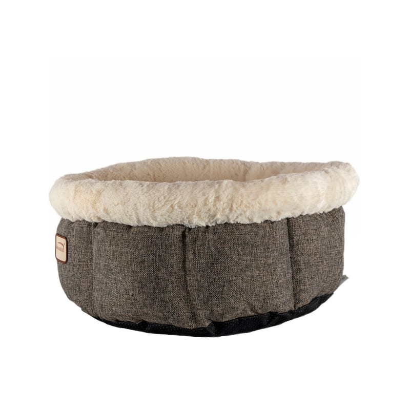 Cozy Cat Bed in Beige and Gray - 19.7" (L) x 19.7" (W) x 8.7" (H)