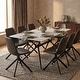 preview thumbnail 117 of 131, Elega Modern Sintered Stone Dining Table Modern Trestle Base Powder-Coated Steel Frame Kitchen Table - 47"-71"