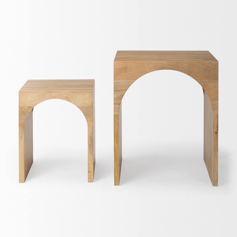 Chloe Light Brown Solid Wood Square Nesting Accent Tables (Set of 2) - 20L x 20W x 24H