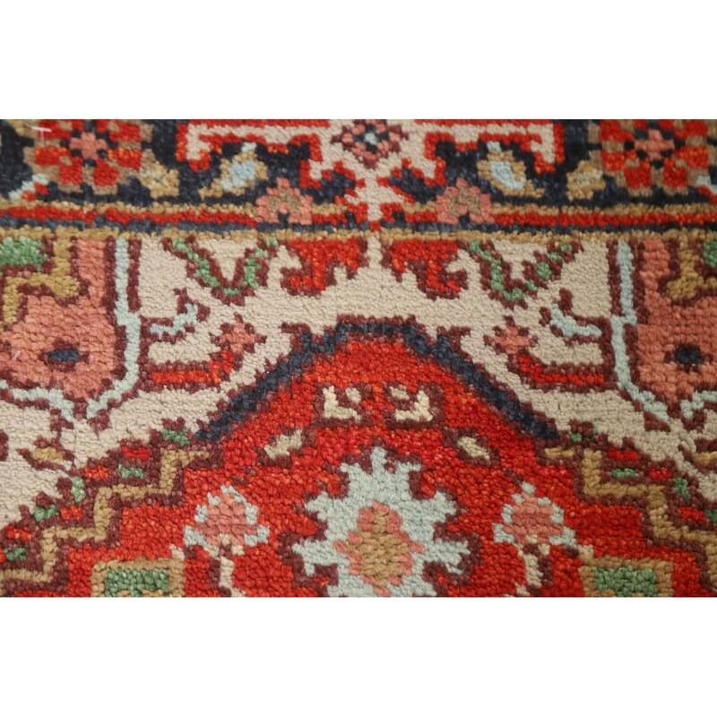 Hand Knotted Oriental 100% Wool Carpet Traditional Medallion Red Heriz (serapi) Area Rug - 3' 0'' X 2' 0''