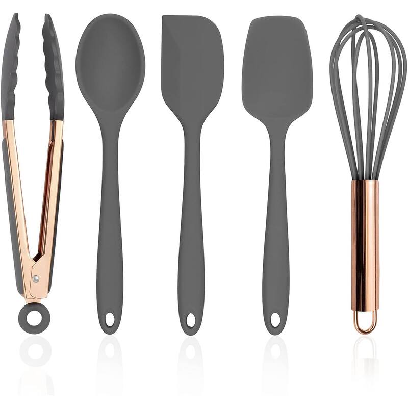 COOK WITH COLOR Silicone Kitchen Utensil Set Nonstick Safe, Easy-Clean Cooking Tools, Aqua - Grey