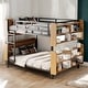 preview thumbnail 2 of 14, Black Full over Full Metal Bunk Bed with Storage Space, Ladder and Full-Length Guardrail