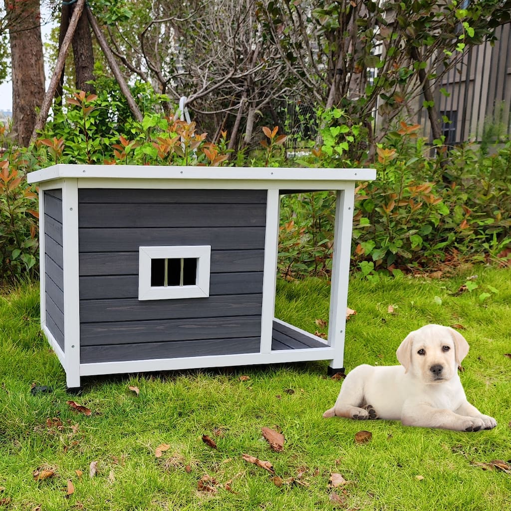 Wooden Dog House Dog Crate with Porch Deck Outdoor Puppy Dog Kennel Waterproof Dog Cage Dog Room for Living Room