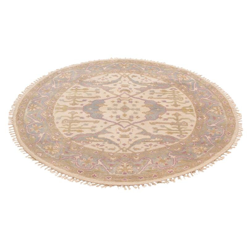 ECARPETGALLERY Hand-knotted Royal Oushak Cream Wool Rug - 6'0 x 6'0