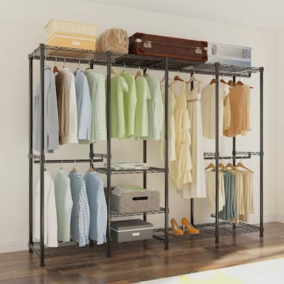 Wire Garment Rack Portable Clothes Hanger Black