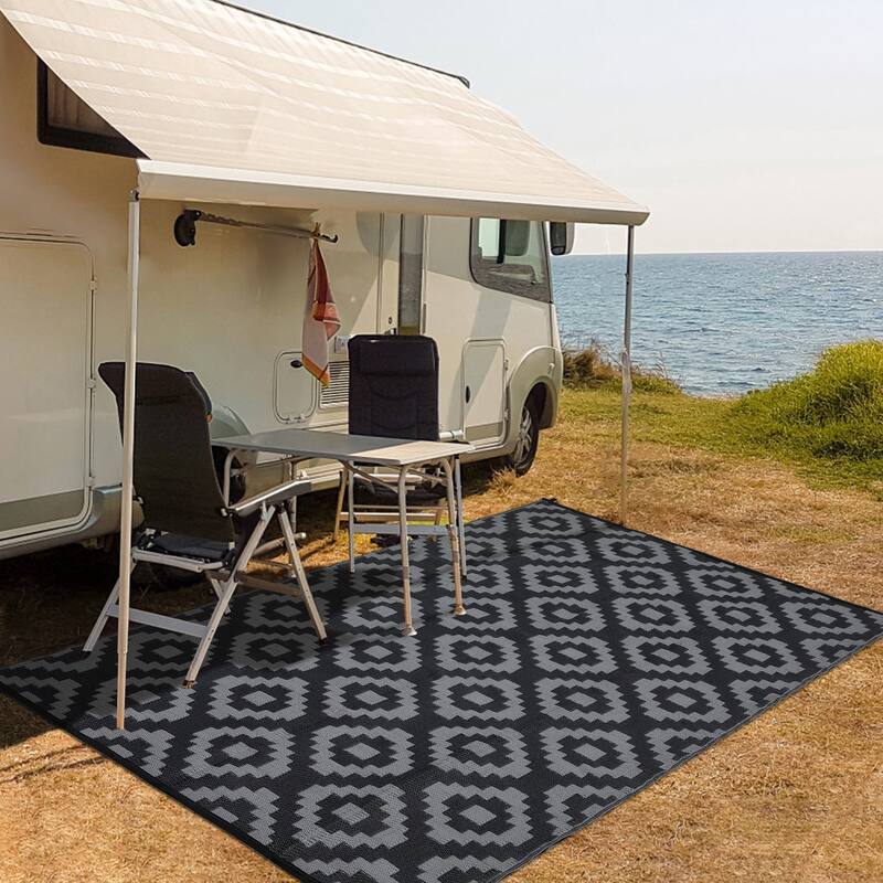 Outdoor Rug Waterproof Plastic Straw Rug Reversible Rug for Patios Decks Porch Camper Balcony Backyard