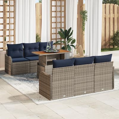 vidaXL 7 Piece Garden Sofa Set with Cushions - 69.3×24.4×27.2