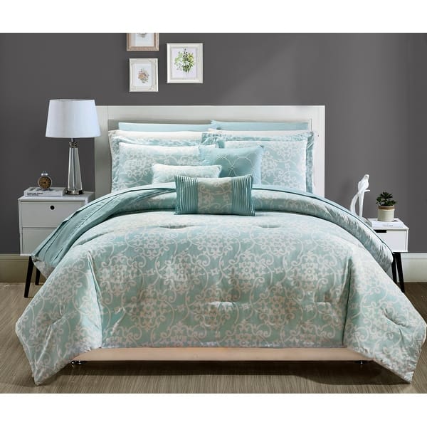 Chic Home Zarina BIB Aqua 10Piece Comforter Set On Sale Bed Bath