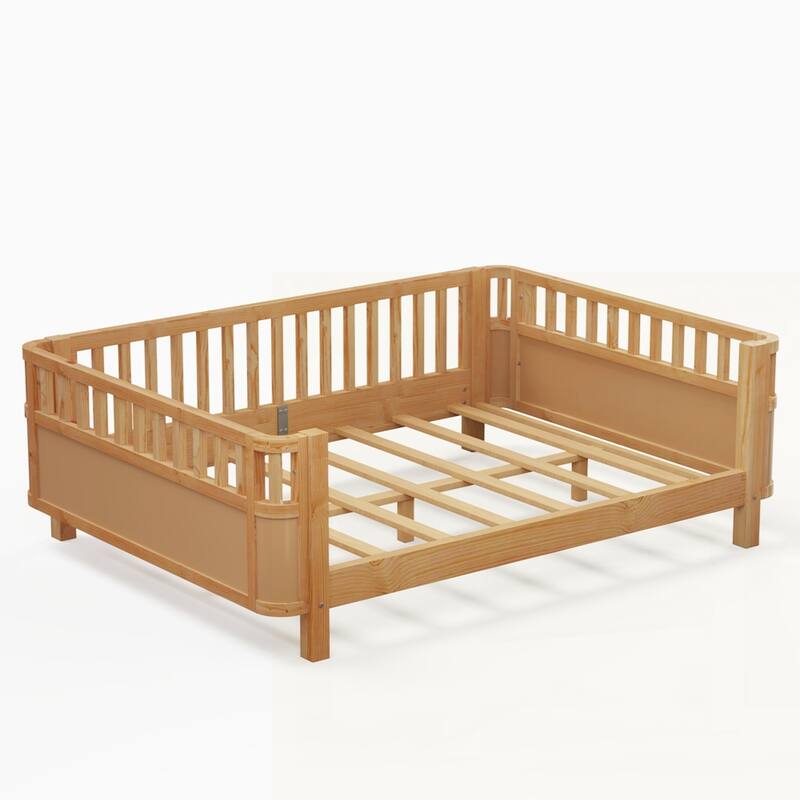 Wood Low Profile Bed with Rails