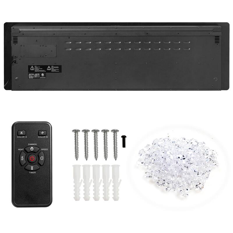 Gymax 60'' Fireplace Electric Recessed Wall Mounted Heater w/ Remote
