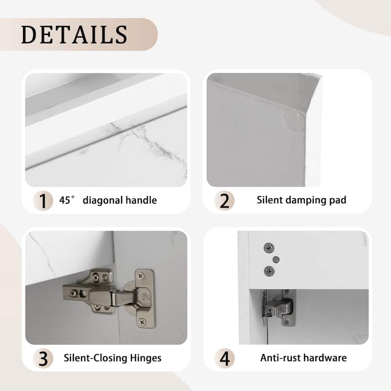 20 inch Wall-Mounted Bathroom Vanity Set in White with Integrated Resin Sink