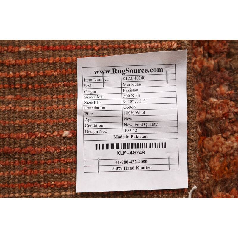 Orange Moroccan Runner Rug Handmade Tribal Oriental Wool Carpet - 2'9" x 9'10"