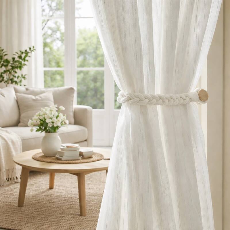 Braided Curtain Tiebacks with Magnetic Closure 19 x 0.5 in