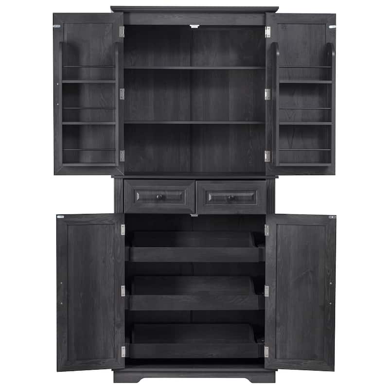 71" Tall Farmhouse Pantry Cabinet Freestanding Storage Cupboard