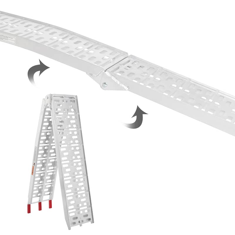 7.5ft Heavy Duty Three-section Aluminum Arched ATV UTV Ramp Silver