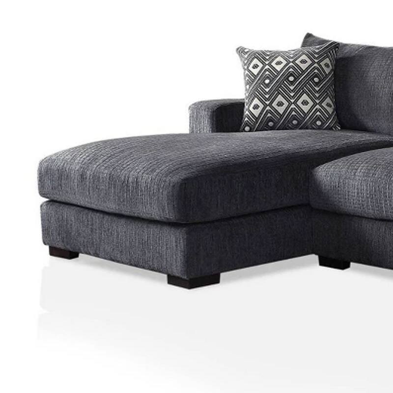 L Shaped Sectional with T Cushioned Seat, Large, Gray