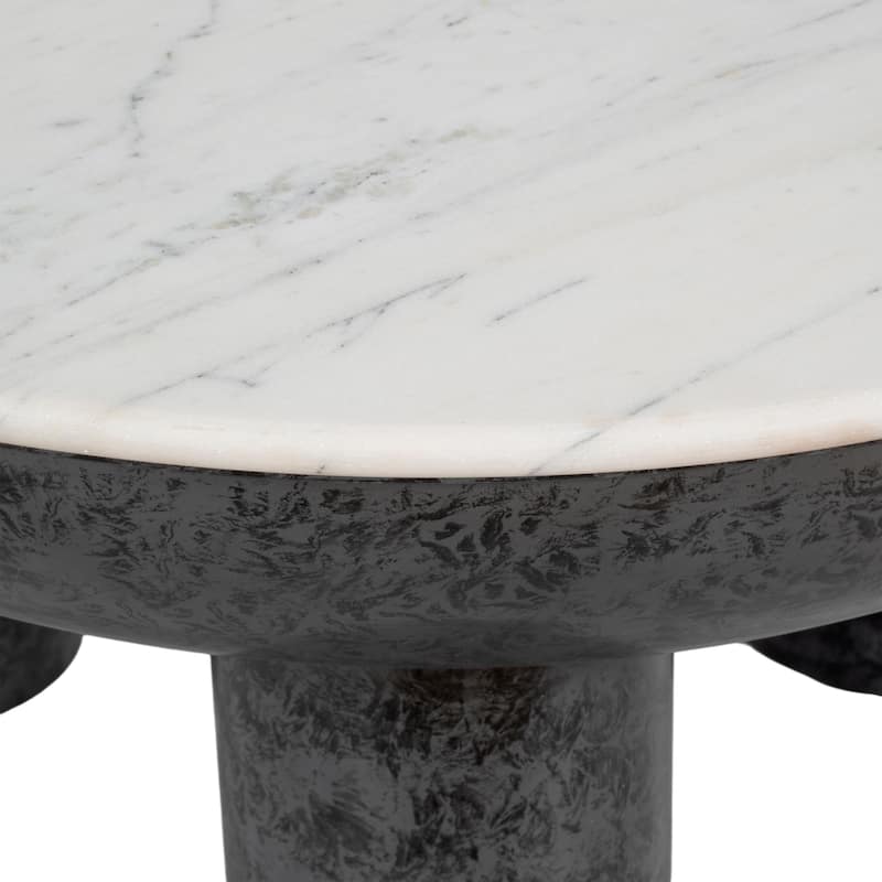 Sagebrook Home Chunky Leg Coffee Table Marble Top, White/Black