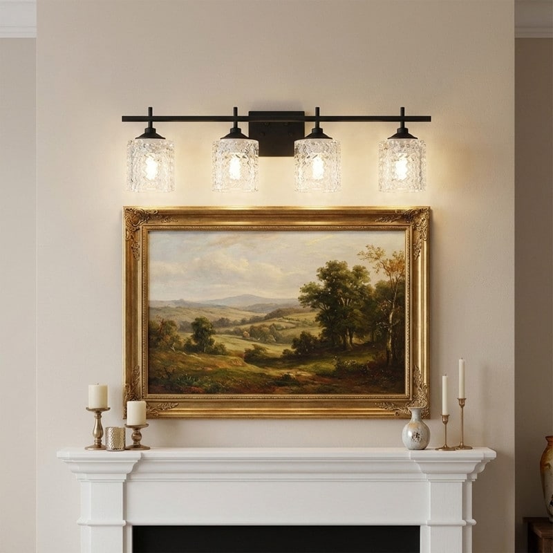 Acroma 4-light Modern Dimmable Bathroom Vanity Light with Art Glass