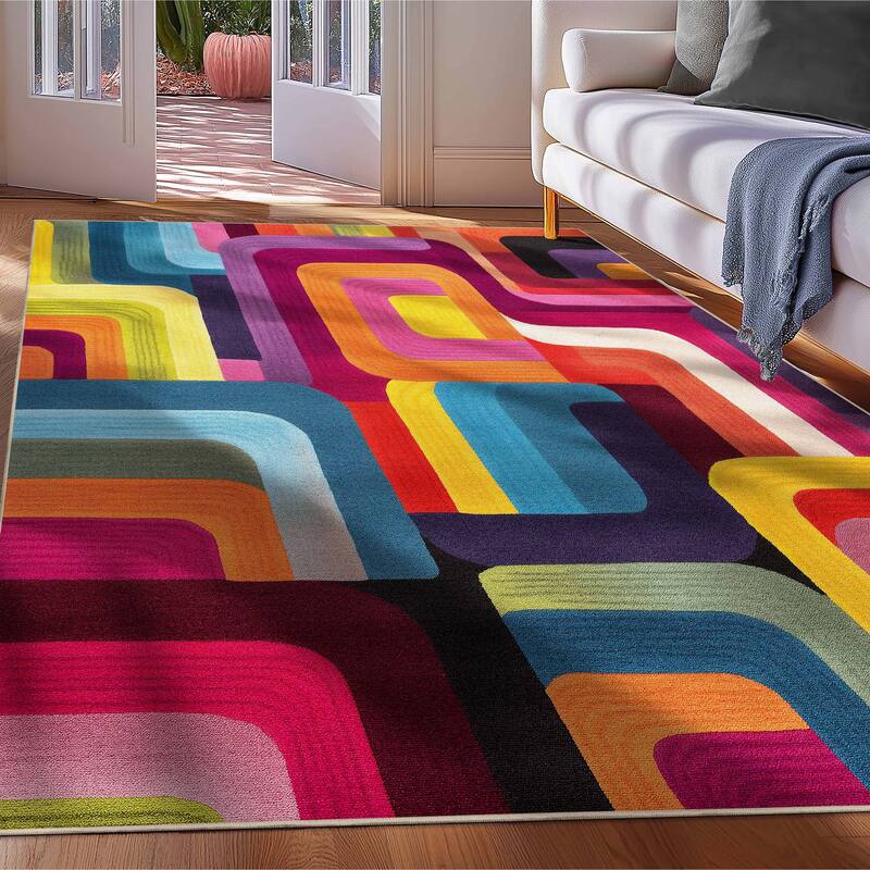 Well Woven Apollo Whispers Modern Abstract Multicolor Low Pile Rug - 5' x 7' - Multi