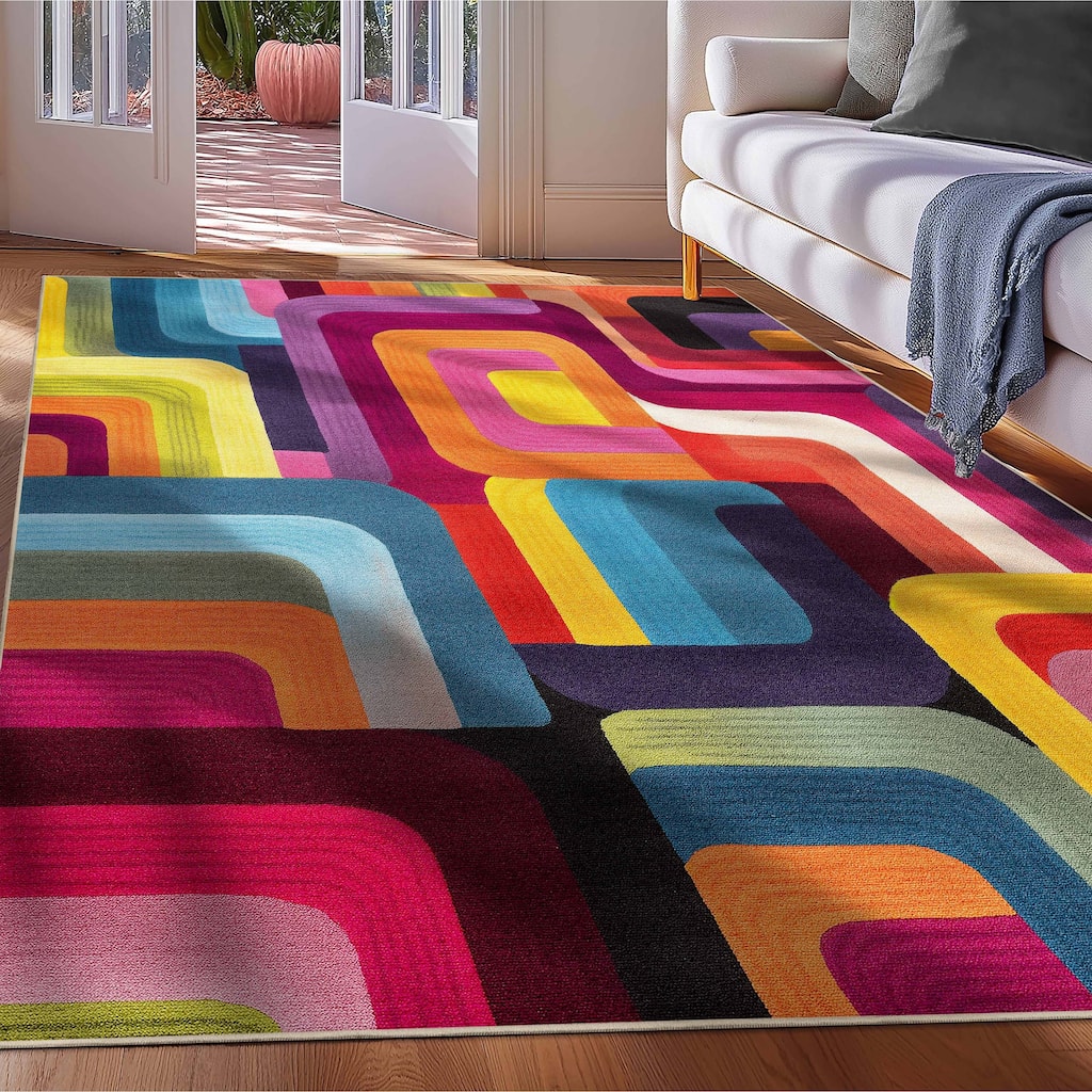 Well Woven Apollo Whispers Modern Abstract Multicolor Low Pile Rug