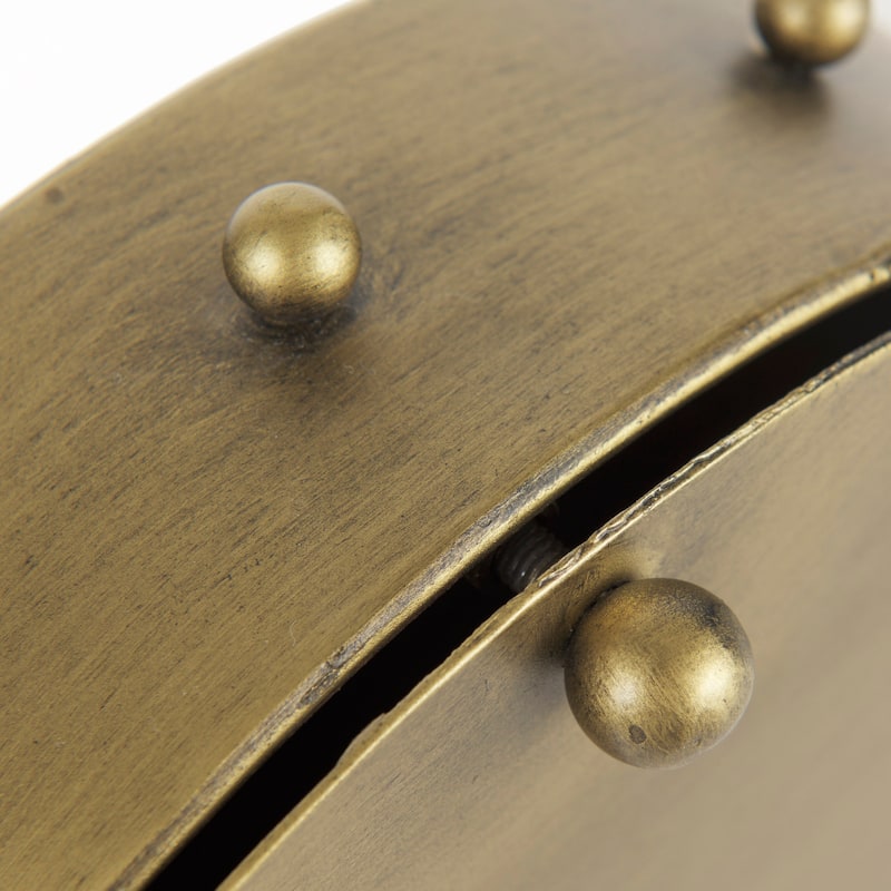 Marian Gold Metal Studded Round Table Clock - 11"W x 3.1"D x 11"H