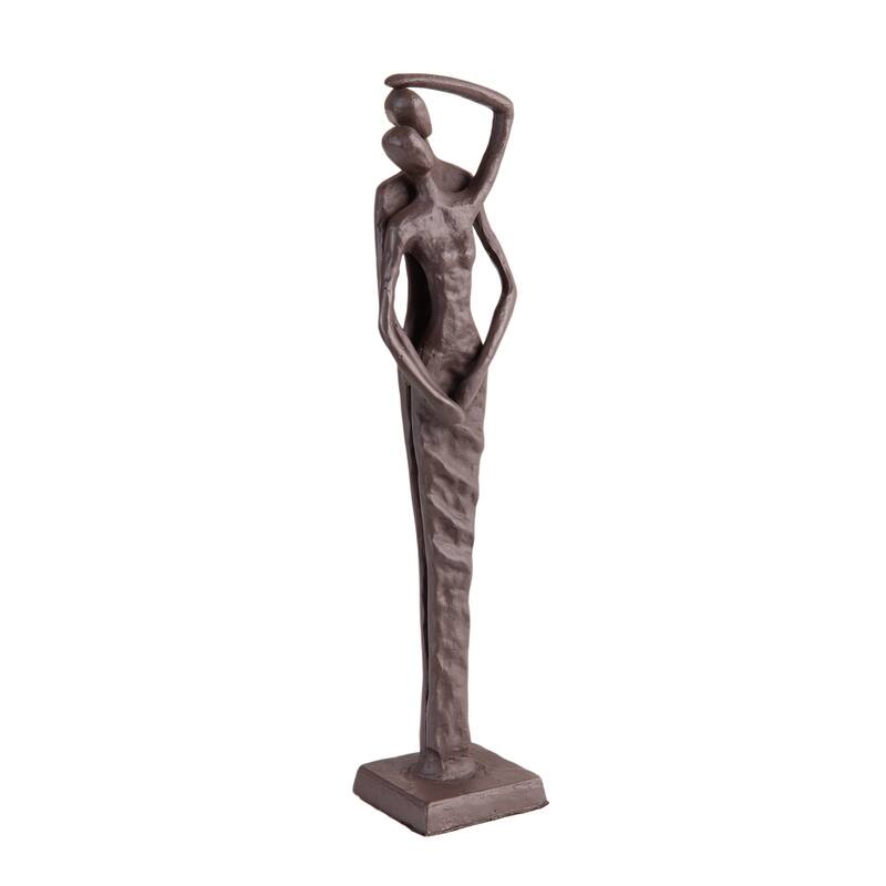 Cast Iron Embracing Couple Figurine - 10.5" - Brown