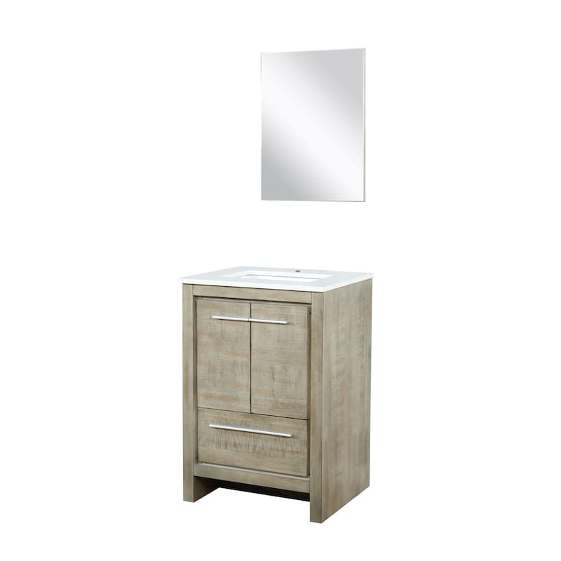 24" White Bathroom Vanity with Cultured Marble Countertop, Soft-Close Storage, 18" Mirror Included