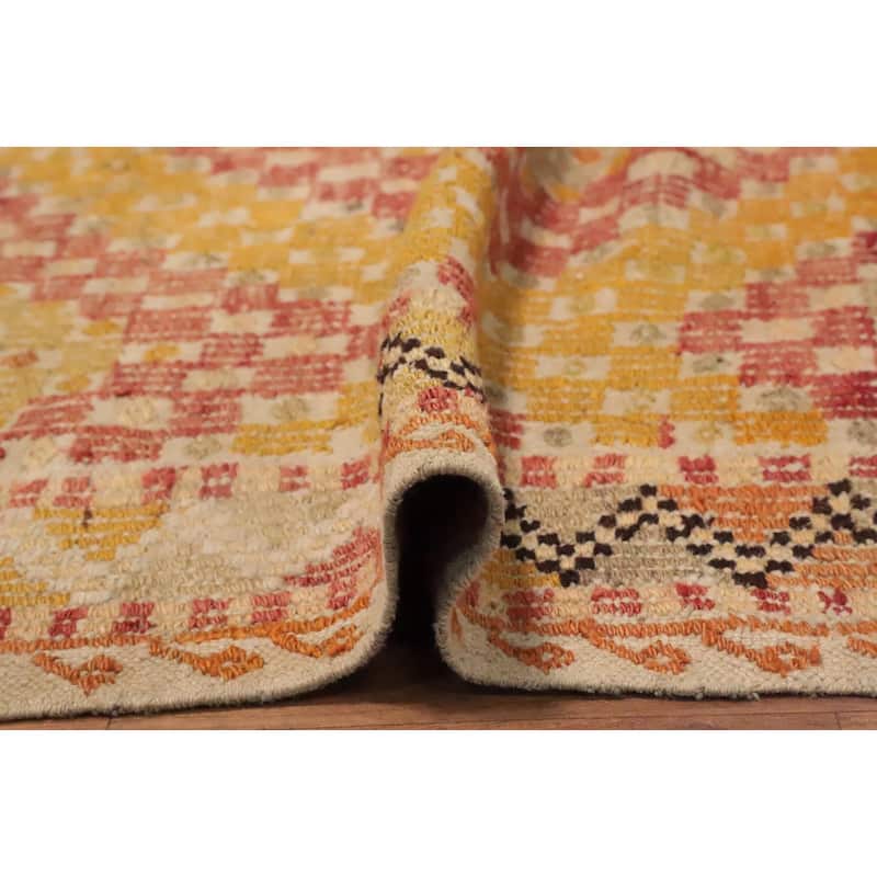 Hand Woven Oriental 100% Wool Carpet Southwestern Tribal Oranges & Rust Kilim Area Rug - 8' 5'' X 6' 2''
