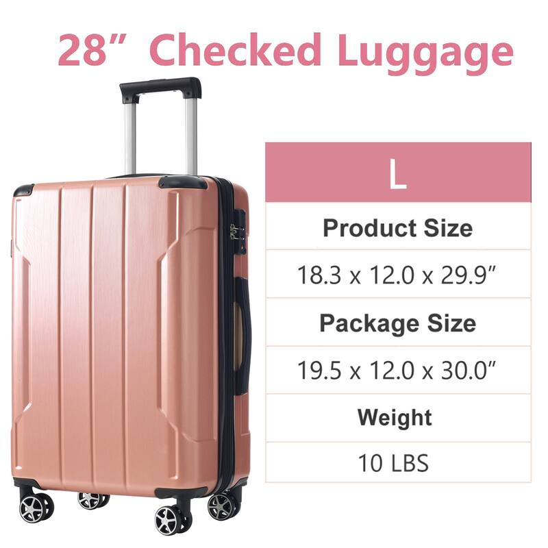 28" Expandable Checked Luggage, Hardshell ABS Large Suitcase with Double Wheels & Telescopic Handle, Suitcase for Men Women