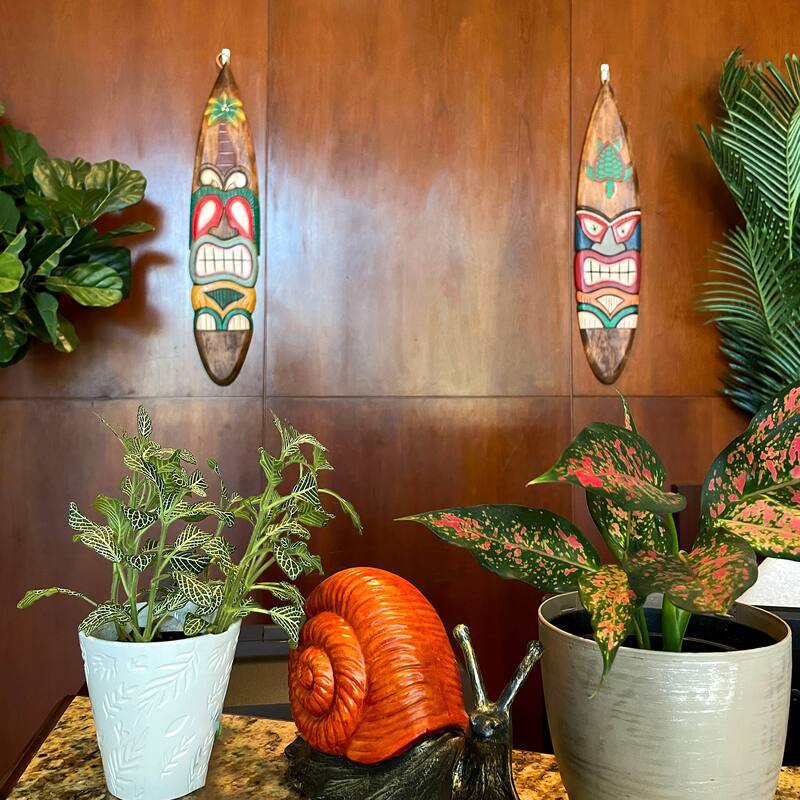 Set Of 2 Tiki Surfboard Wall Decor 39" Sea Turtle Palm Tree