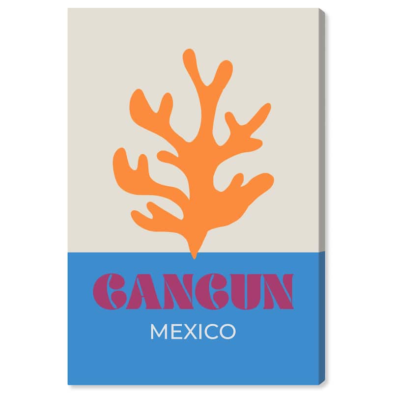 Wynwood Studio Canvas Nautical and Coastal Travel to Cancun Orange and Modern & Contemporary Wall Art Canvas Print - 30 x 20