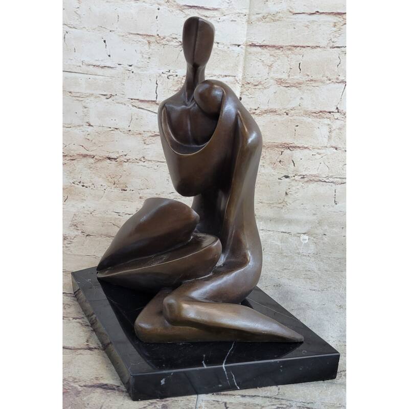 Abstract Modern Art Couple Embracing Romantic Lovers Anniversary Bronze Metal Sculpture