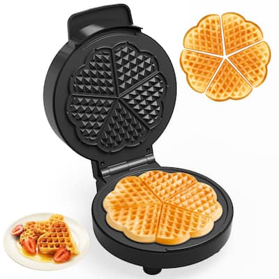 5 Heart-Shaped Waffle Maker with Adjustable Temp