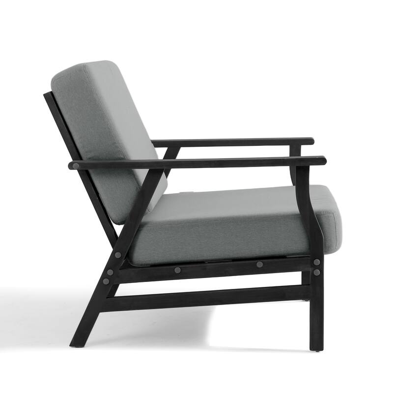 3-Piece Teak Outdoor Conversation Set with Cushions and Side Table