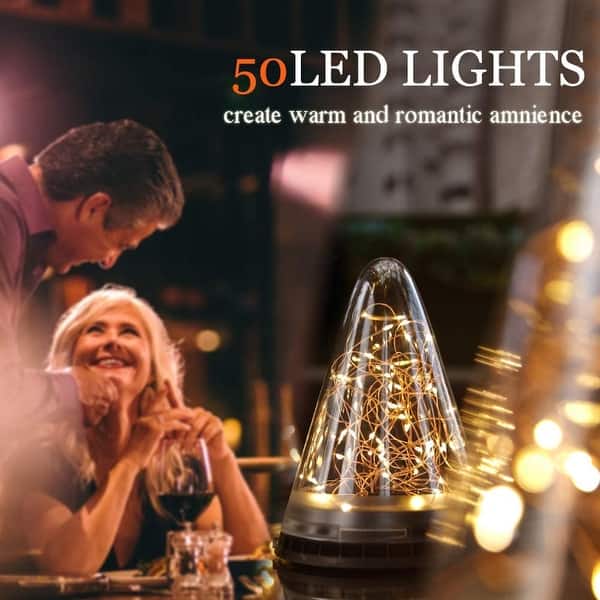 50 LED Solar Lantern Light 2800K Warm JACKYLED 2200mAh Cone Solar Hanging Light Waterproof Tabletop Lamp with 3 Lighting Modes for Garden Patio Pathway Landscape Party Decoration 1-Pack