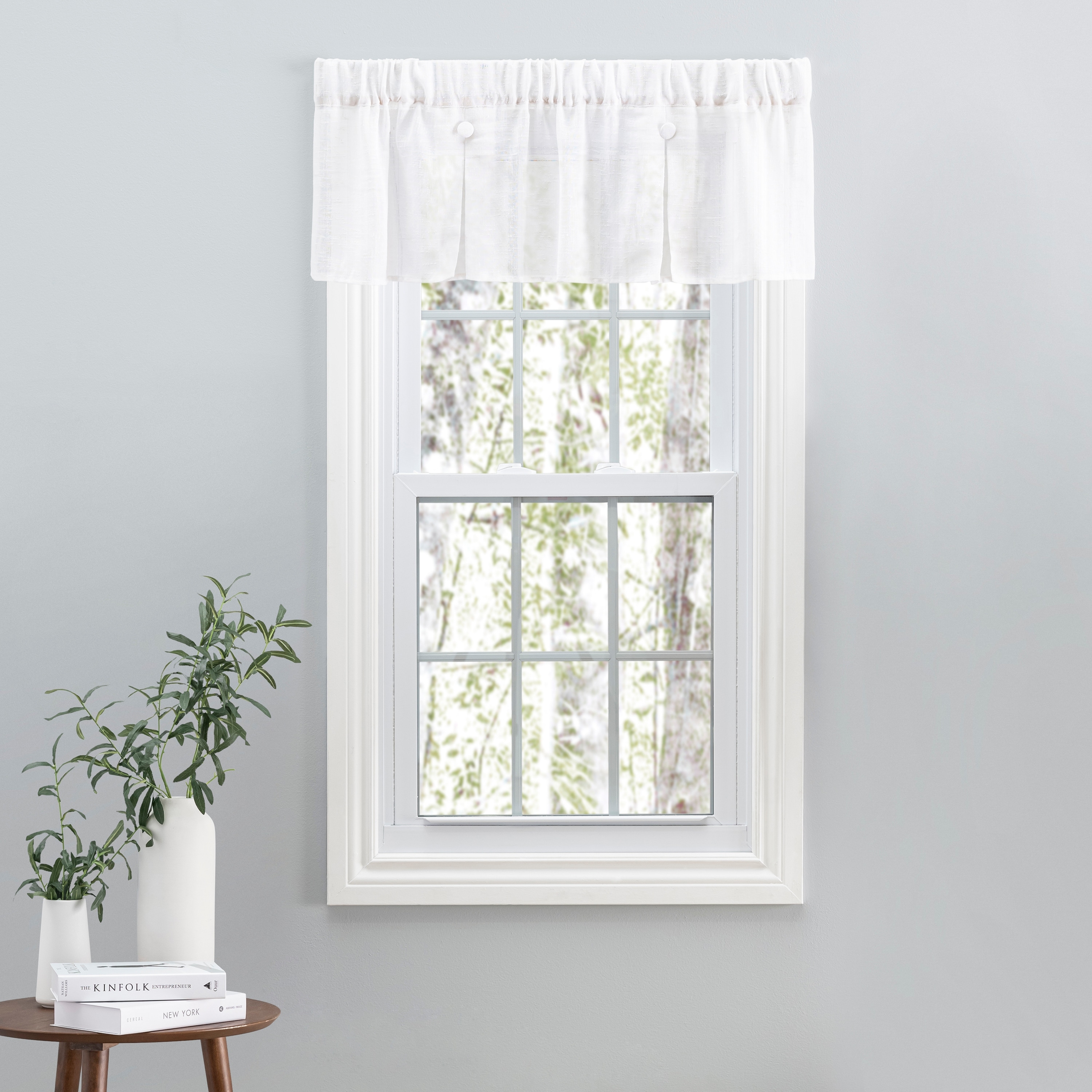 Shannon Premium Slubbed Linen 2 Pleat Button Curtain Valance